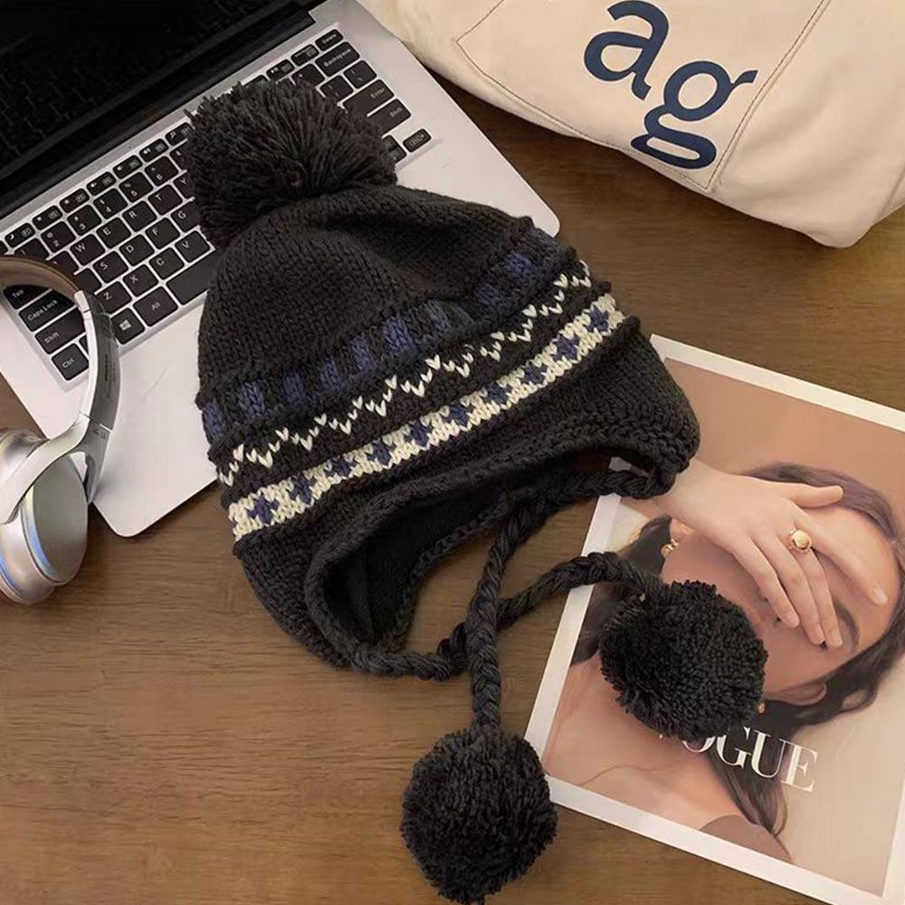 Knitted Warm Beanies Caps Windproof Skullies Hat Casual Ear Protection Hats for Autumn Winter