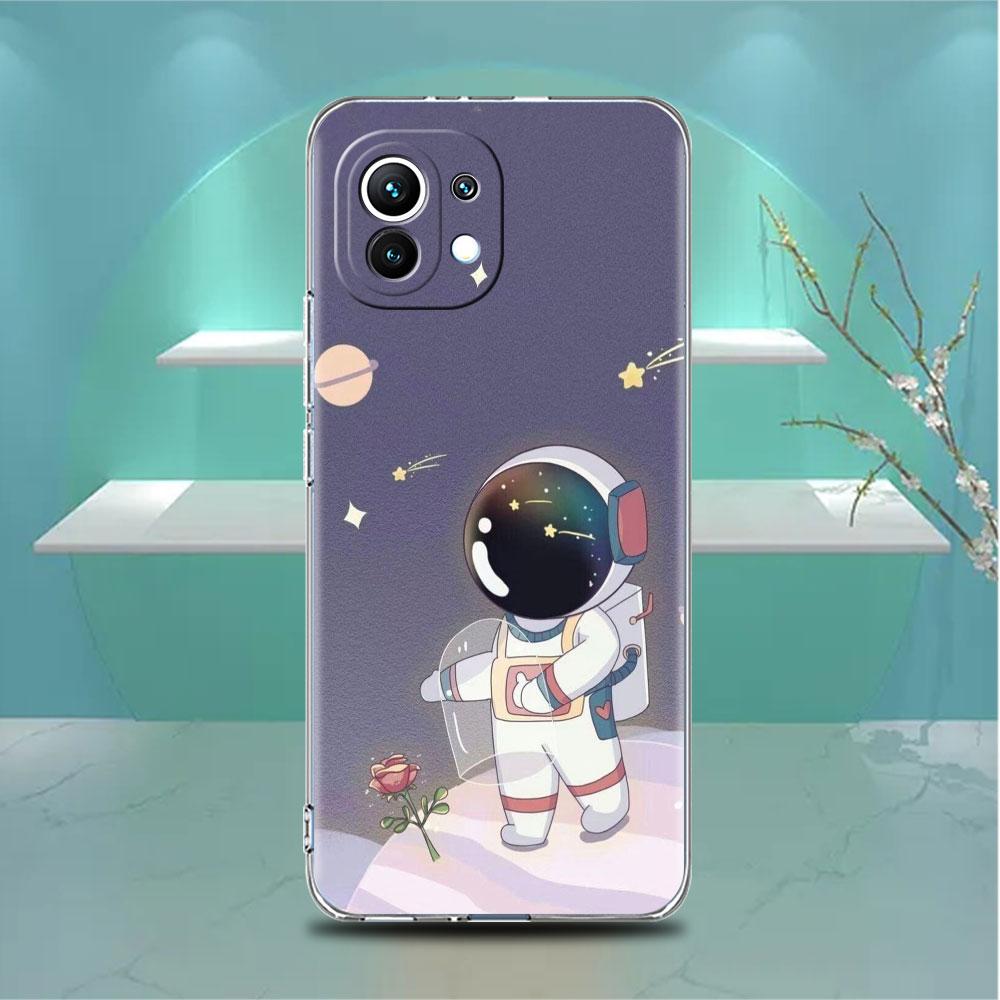 Прозрачный чехол Astronaut Universe для Xiaomi Mi Poco X3 NFC M3 Pro F3 F1 11 Lite 12 Note 10 11T 9T