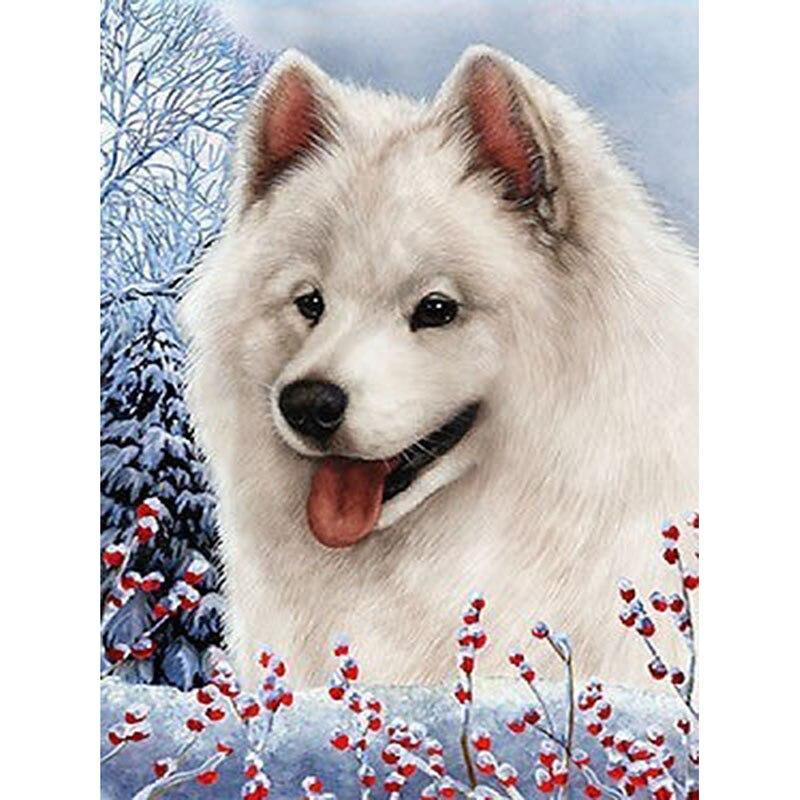 DIY5D Diamond Painting Dog Diamond Embroidery Rhinestone Full Round/Mosaic Animal Cross Stitch Home Decor Manual Art Gift