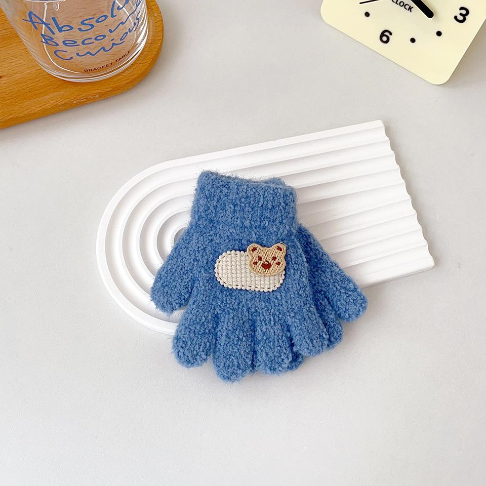 1-3Y Children Gloves Autumn Winter Warm Thicken Boys Girls Baby Riding Mittens Cute Cartoon Kid Kindergarten Five Fingers Mitten