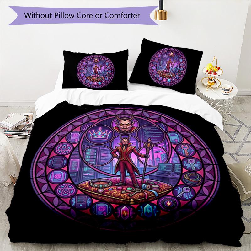 Devils Digital Realm Pattern Bedding,Quilt Set Quilt Cover Pillowcase Home Birthday Gift (1 * duvet cover + 2 * pillowcase, without core)