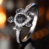 Роскошное женское кольцо-перстень с черным цирконом в виде черепахи Винтажное Серебристого цвета Свадебное кольцо Обручальное Для женщин