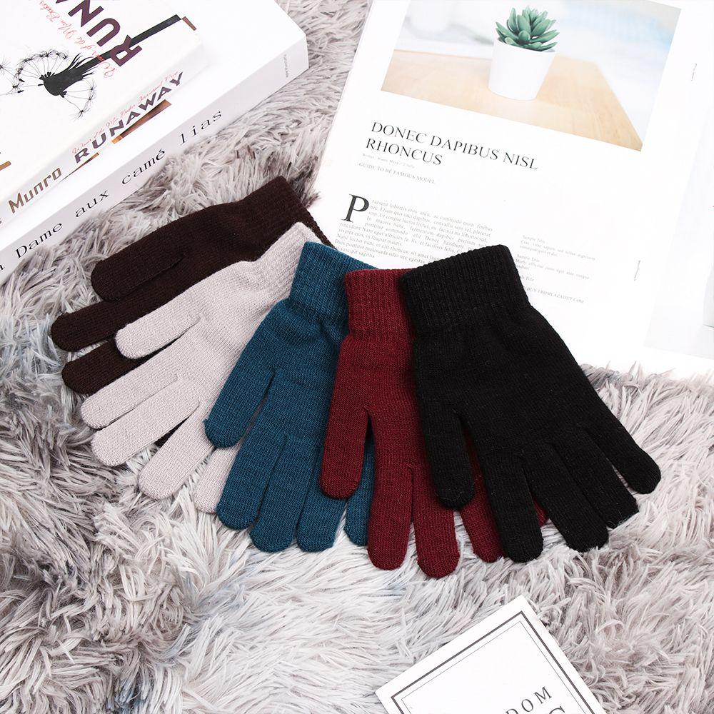 Magic Accessories Winter Warm Basic Thicken Mittens Full Fingered Gloves Plush Lining Wool Knitted