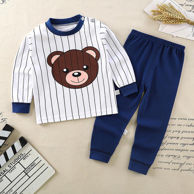 Winter Kids Long Sleeve O Neck T Shirt Pants Set Casual Baggy 2pcs Suit Cotton Cartoon Printes Outfit