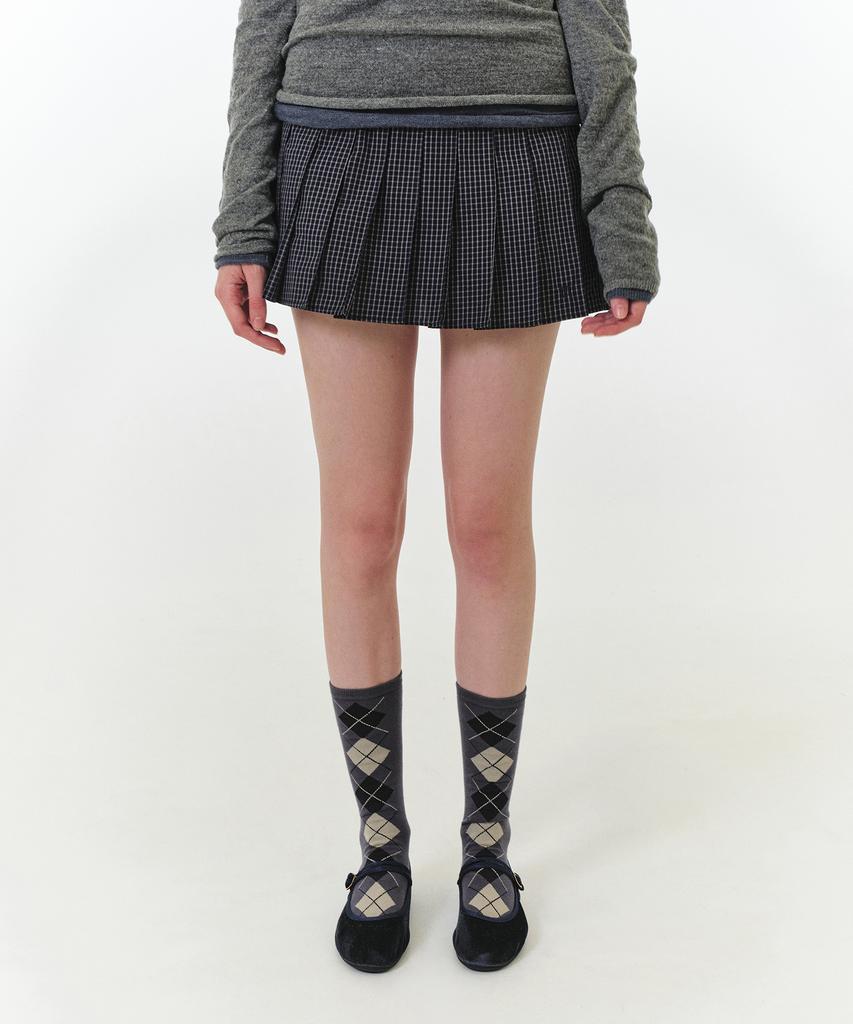 Grove Paisley Check Skirt (Navy Check)
