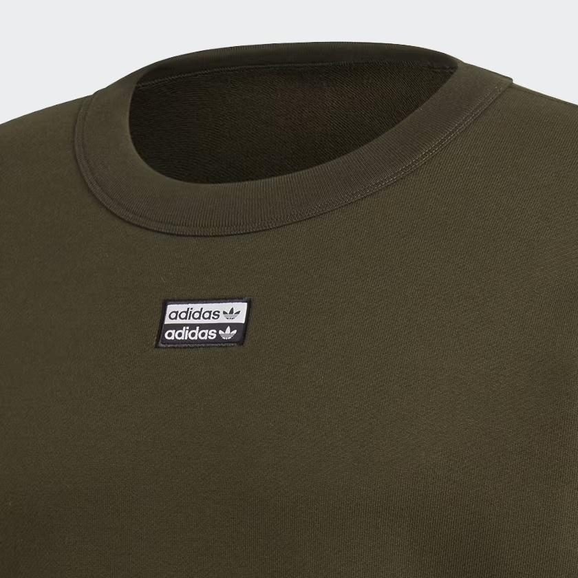 adidas originals MENS D.R.Y.V. Crewneck Hoody Grey/Green Men's ED7203