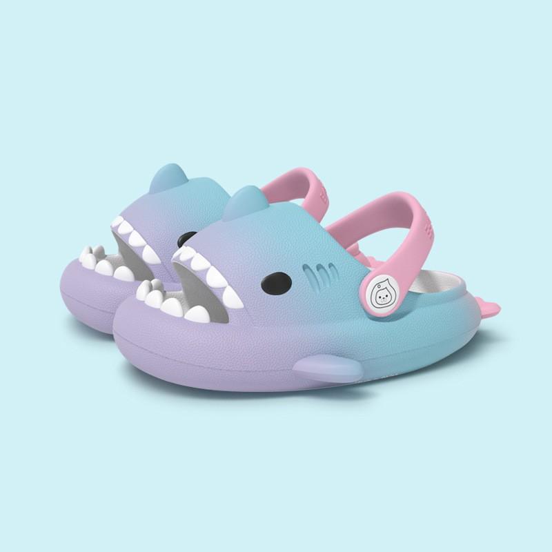 Kids Gradient Shark Slide Sandals Lightweight Breathable Clog Shoes Boys Girls Outdoor Beach Garden Wear