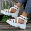 Fashion Women Thick-soled Roman Sandals 2024 Summer Fashion Women's Shoes Leisure Open Toe Chunky High Heels for Female Sandalias Mujer