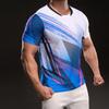 897853A Лето 2025 Американский Кэжуал Модная Спортивная Приталенная Эластичная Фитнес Футболка с Коротким Рукавом Мужская