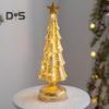 Стеклянная фигурка рождественской елки, настольное украшение на елку со светодиодными лампами, праздничный декор, светящийся конус для елки для домашнего офиса, вечеринок, центральное украшение стола