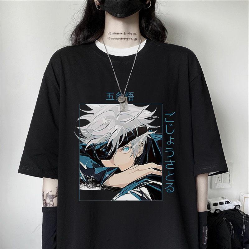 Jujutsu Kaisen Anime Gojo Satoru Футболка с принтом Женская повседневная брендовая футболка 2022 Лето Свободная мягкая женская футболка с короткими рукавами