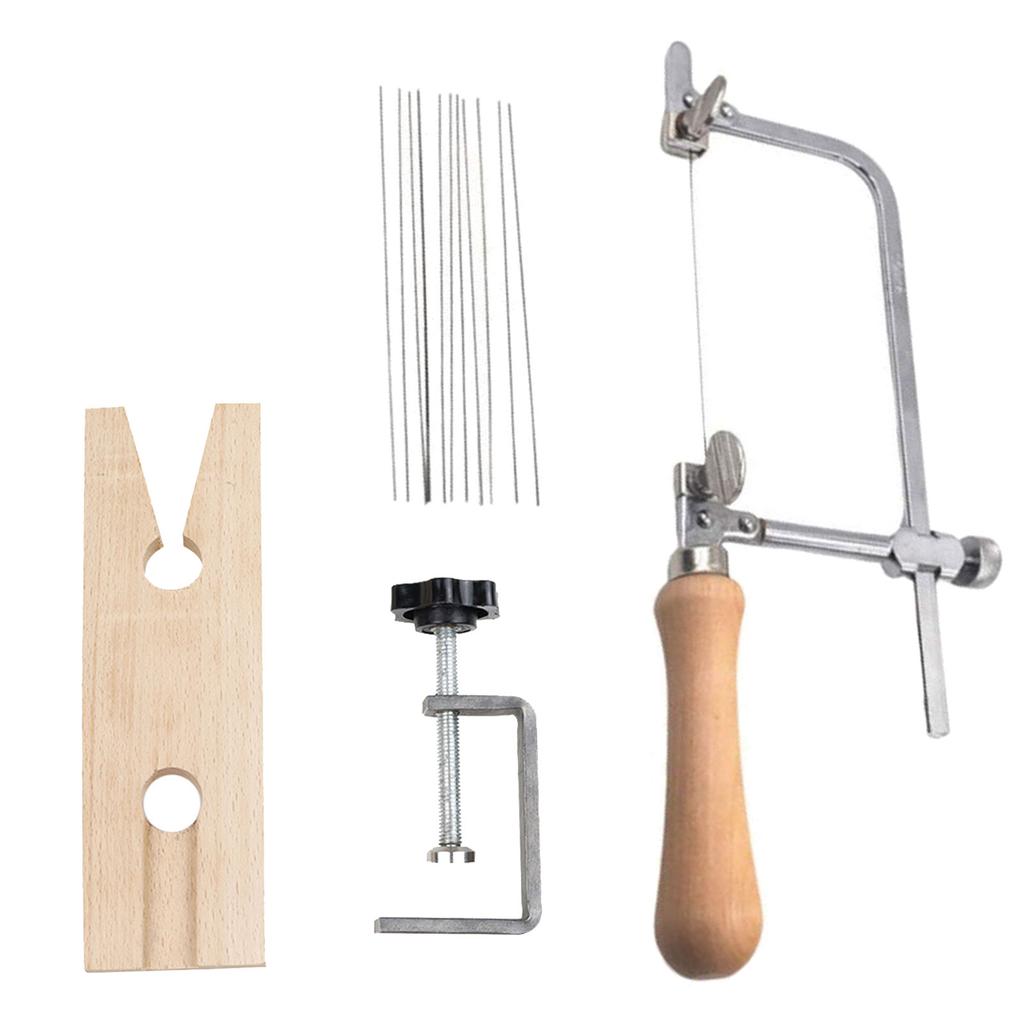 Jewelry Making Wire Saw Set for Crafting and Intricate Cutting with Sturdy Steel Blades and Comfortable Wood Handle