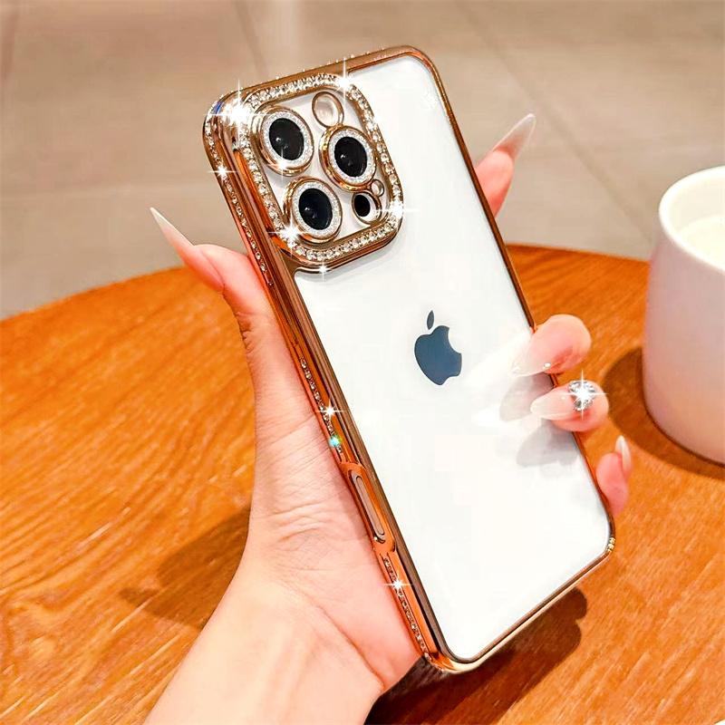 Блестящий чехол с бриллиантами для iPhone 16 15 Pro Max 14 Plus 13 12 Обложка Samsung Galaxy S25 Edge S23 Ultra S24 FE A56 A36 A26 A16 A55 A35 A25 A15 A54 A34 A14