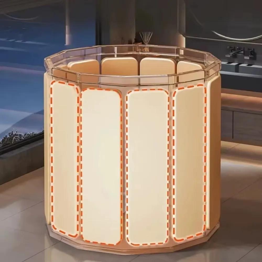 Portable Insulated Bathtub for Adults, Large Round Foldable Home SPA Tub with Cover, Bathroom Upgrade, Hot & Cold Therapy