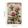 2D Flat, 1pc Vintage Valentine'S Day Rose Metal Tin Sign - 8x12 Inch Floral Wall Art with Pink Roses & Green Leaves, Rustic Iron