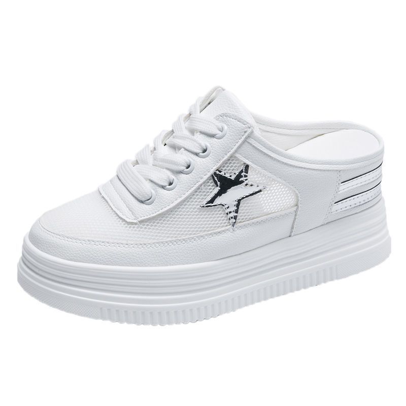 Женские летние дышащие тапочки на высоком каблуке с толстой подошвой, обувь для ленивых на толстой подошве, женская обувь без шнуровки с увеличенной подошвой