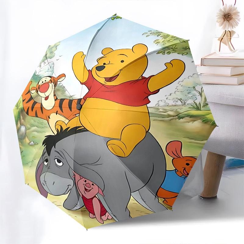 Winnie-the-Pooh, Friendship Themed Automatic Opening and Closing Umbrella, Brightly Colored 8-rib Portable Umbrella, Suitable for Men and Women, A Per