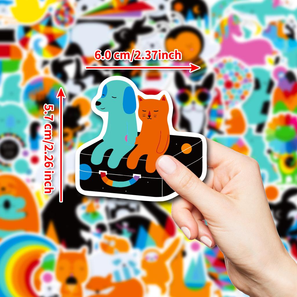 50 шт. Разноцветные наклейки с граффити животных, Милые мультяшные наклейки для ноутбука, Багажа и Декора