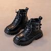 Boys' Fleece Cotton Boots Children's Non-slip British Style Cowhide Ankle Boots