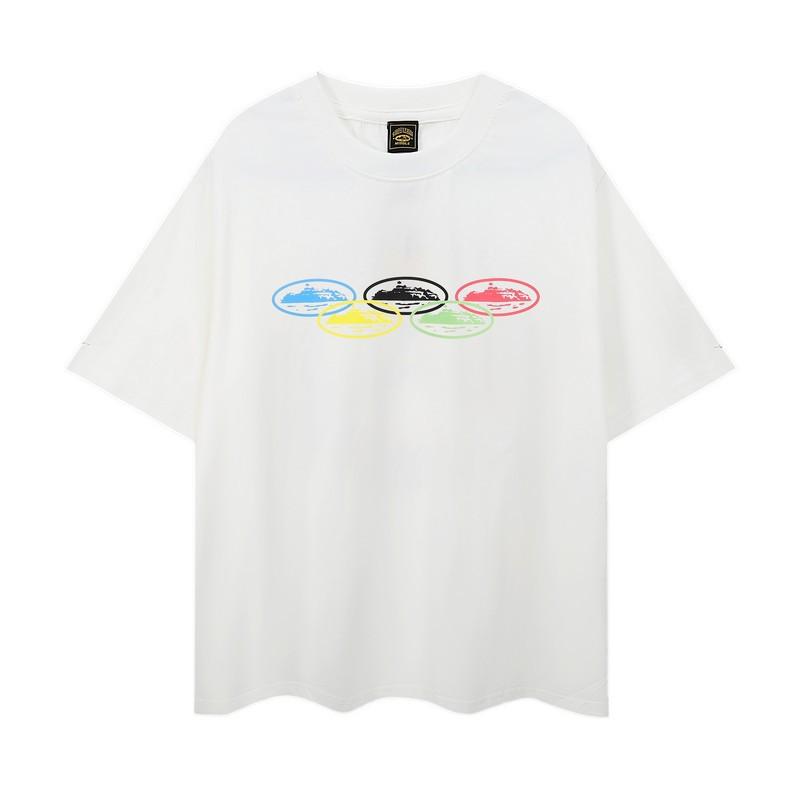 Trendy brand love printing short-sleeved T-shirt for men and women of the same style, loose summer couple's clothing