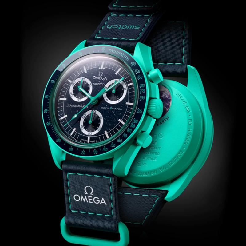 Swatch X Omega Биокерамические Лунные Миссии На Земле Полярные Сияния Мужские Часы Черные SO33L103