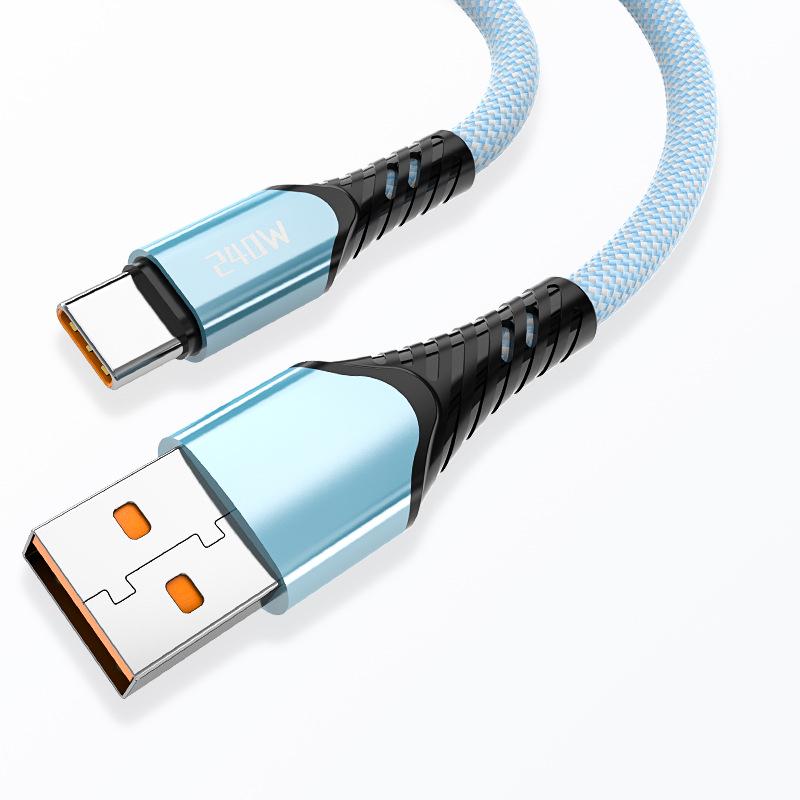 10A 240W Flash Charge Braided Cable for Huawei Honor Type-C Devices