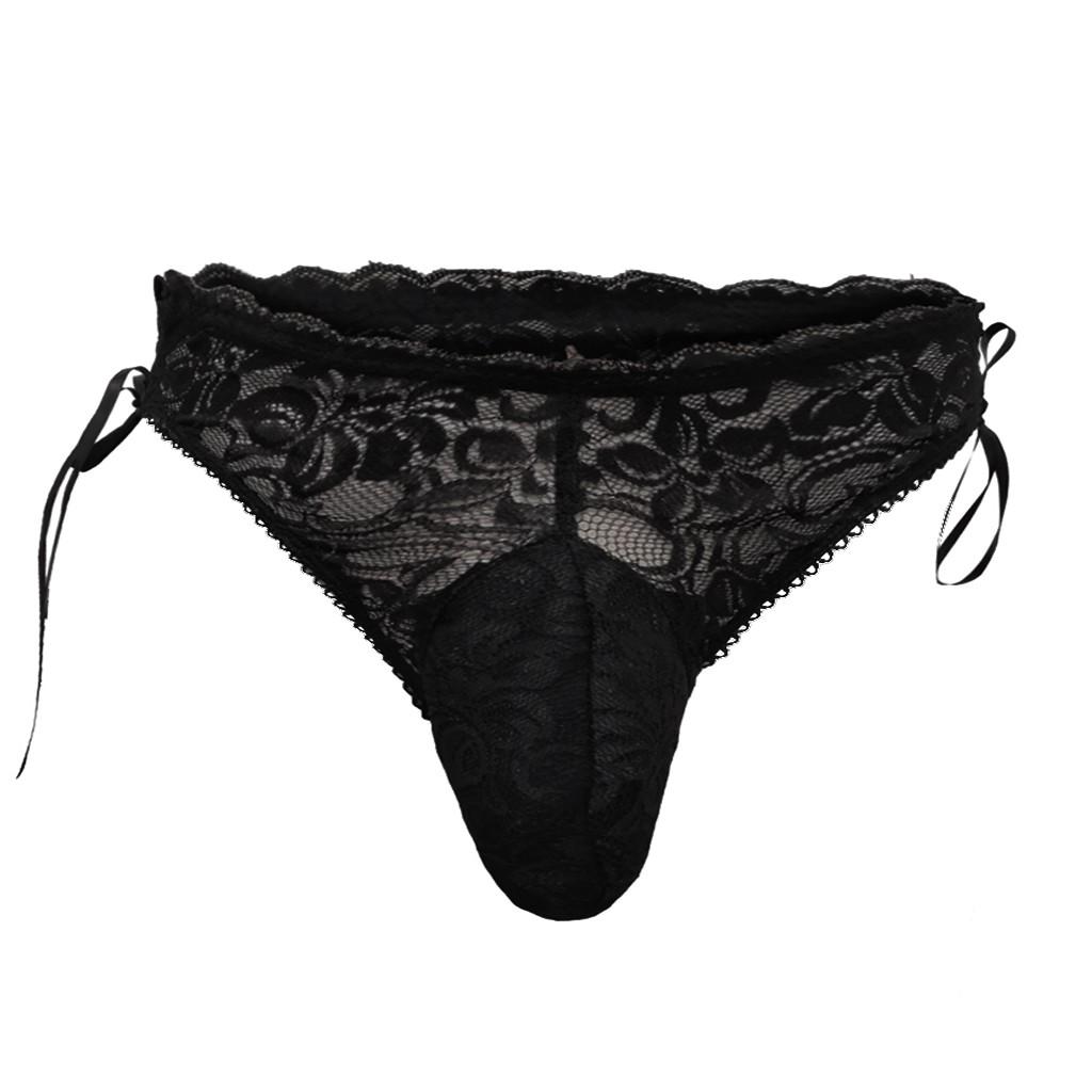 Модное мужское нижнее белье с Т-образной спинкой, кружевные бандажные стринги, трусы, нижнее белье