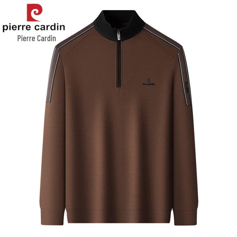 Pierre Cardin Мужская футболка с воротником-стойкой, длинным рукавом и молнией