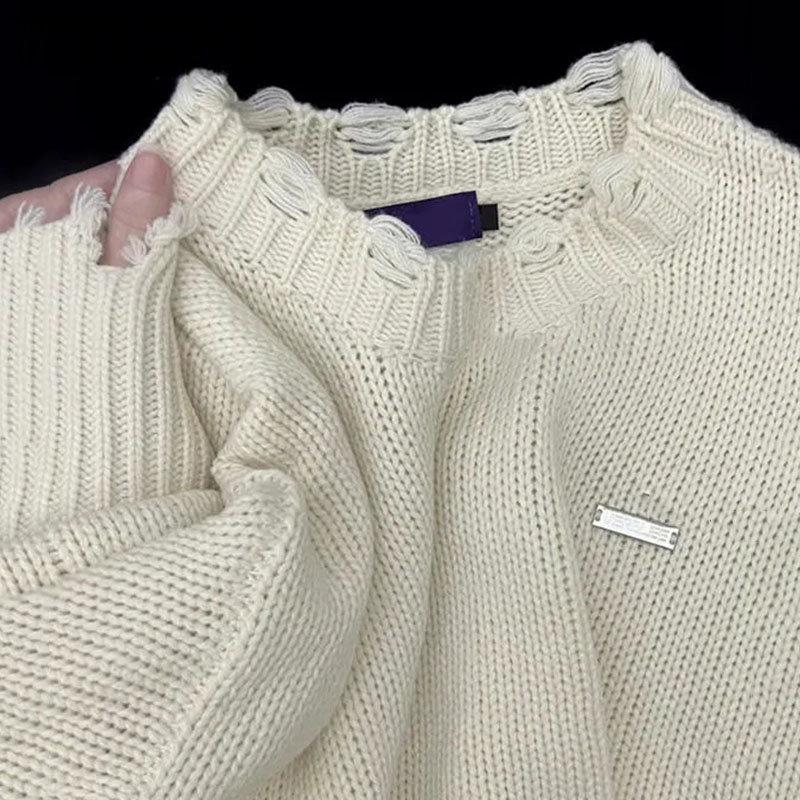 Cropped Knitted Pullovers Women Long Sleeve O-Neck Short Sweaters Girl's Solid Color Casual Irregular Jumpers Streetwear