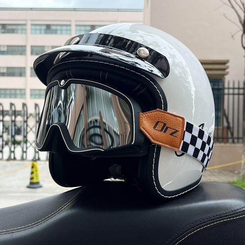 Retro Motorcycle Helmet Men's and Women's Electric Vehicle Scooter 3/4 Half Helmet