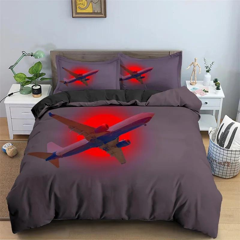 3D Комплект постельного белья с принтом самолета Детский Взрослый 2/3 предмета Пододеяльник с наволочкой Одеяло Постельное белье Чехол для одеяла Роскошный комплект постельного белья