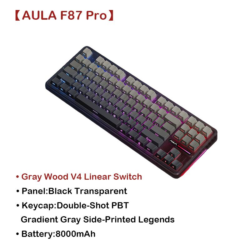 AULA F87 PRO Wired Wireless Bluetooth Tri Mode Hot Swappable Gaming Keyboard With RGB Backlight And Volume Knob