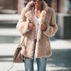 Loose and Warm Plush Collar Solid Color Long Sleeved Cardigan Jacket for Autumn and Winter