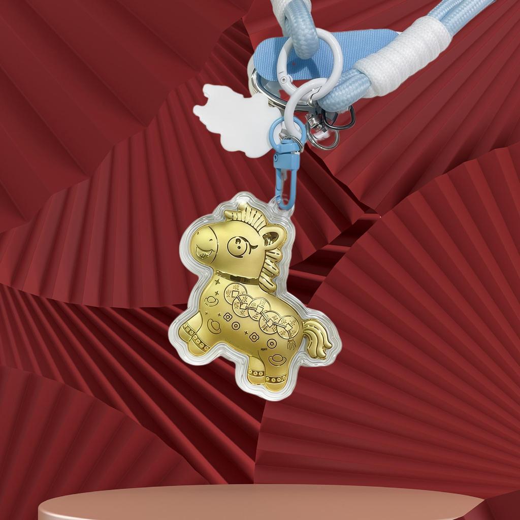 Кулон-брелок для ключей в виде лошади из чистого золота 999 пробы: Талисман мгновенного богатства для телефона, сумки или автомобиля