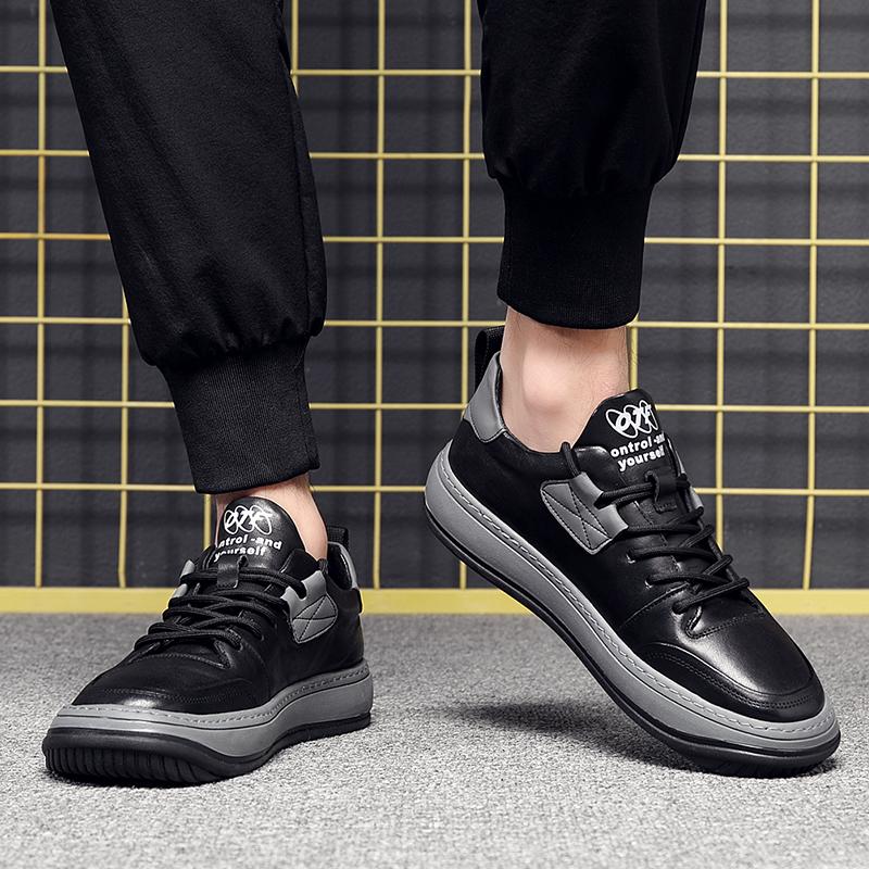 Модные мужские кроссовки Повседневная обувь Кожаные туфли на шнуровке Легкие вулканизированные туфли Кроссовки для ходьбы