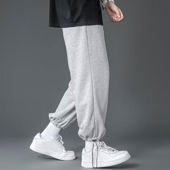 Мужские брюки весна-осень с завязками на талии и эластичным поясом, прямые, широкие, прямые, больших размеров, однотонные, свободные, уличные, спортивные брюки