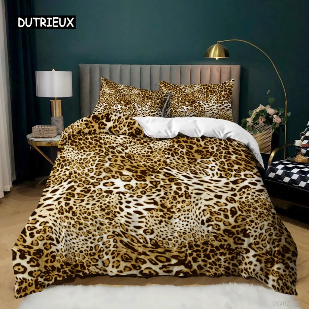 Пододеяльник с леопардовым принтом, розовый комплект постельного белья с принтом гепарда, покрывало с изображением диких животных для девочек-подростков из микрофибры