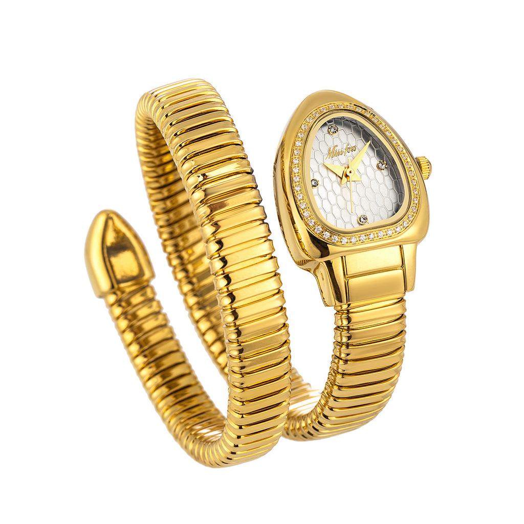 MISSFOX Women's Watches New Quartz Snake Shape Simple Ladies Watch Fashion Unique Strap Waterproof Wristwatches