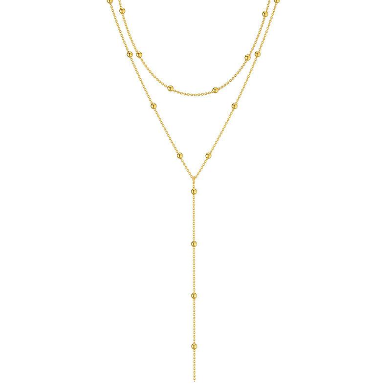 Fashion Simple Geometric Tassel Bead Collarbone Chain Necklace For Women Long Necklace Accessories Gifts Jewelry