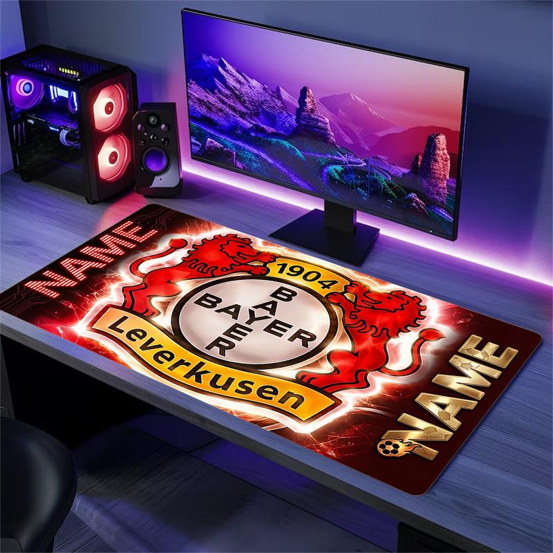 Custom Name,Bayer Leverkusen Mouse Pad, Large Gaming Desk Mat, Non-slip XXL Mousepad for Laptop & Tablet, Mini PC Playmat with Stitched Edges