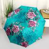 1pc Floral Pattern with Pink Roses on Teal Background Umbrella with Plastic Handle,Compact & Stylish,Suitable for All Seasons ptys26007