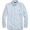 Polo Ss24 Striped Pony Logo Embroidered Long Sleeve Shirt Men Shirts Light-Blue 710834711-001