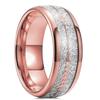 Fashion 8mm Rose Gold Color Tungsten Wedding Arrow Ring For Men Vintage Meteorite Pattern Engagement Steel Ring Men Wedding Band