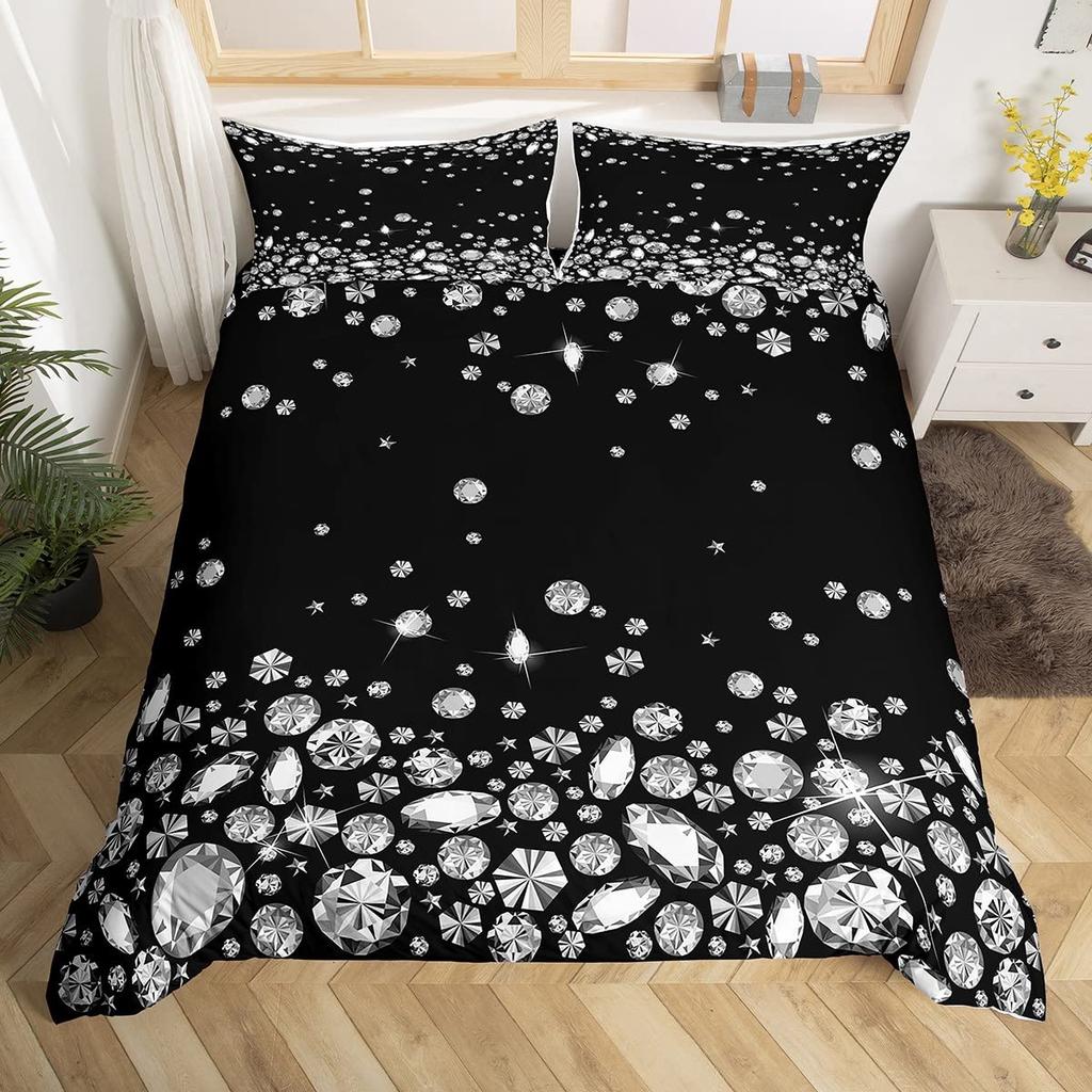 Luxury Shining Diamond Duvet Covers For Kids Boys Girls Lightweight Quilt Covers Jewelry Bedding Sets Bling Party Bedroom Decor