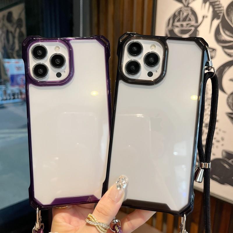 Чехол-футляр с ремешком-шнурком для iPhone 15 Pro 14 13 12 11 Pro Max XR X XS Plus, с ремешком через плечо, с усиленными углами, противоударный