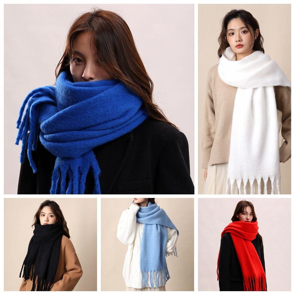 Mohair Winter Cashmere Scarves Tassel Long Shawl Classic Winter Wool Scarf Student