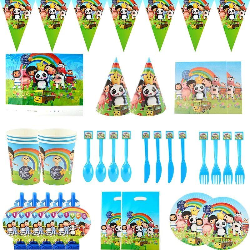 Принадлежности для дня рождения в стиле Little Baby Bum с праздничной посудой и декором