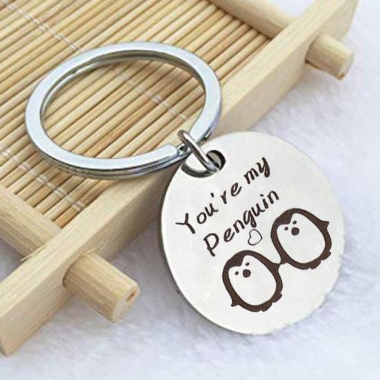 Модный брелок из нержавеющей стали «Ты мой пингвин», брелок для ключей, подарок для пары