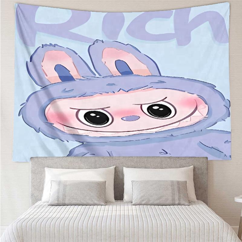 labubu Tapestry for Bedroom Aesthetic Classroom Tapestries Wall Hanging for Living Room Dorm Office,Ideal Creative Gift