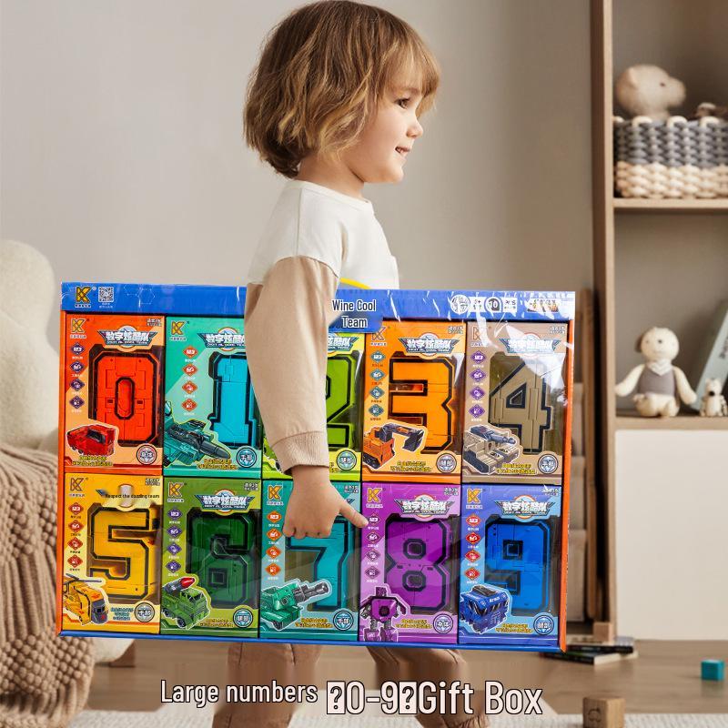 Large Kids' Number Symbol Transforming Robot Car Toy Set